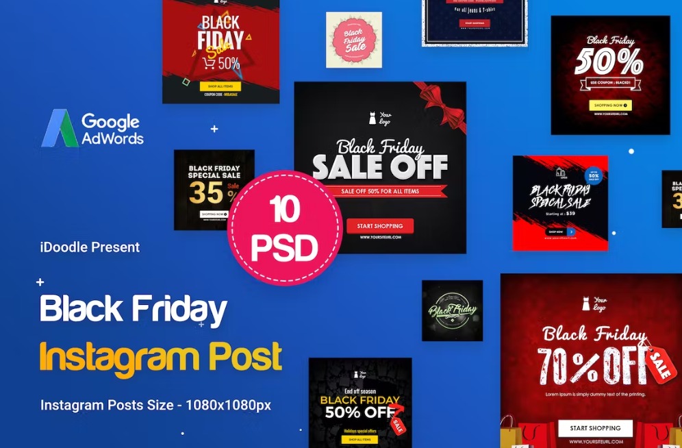 10 PSD Black Friday Instagram Posts