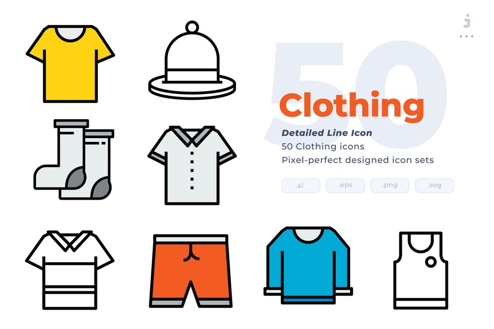 Free 50 Clothing Icons Detailed Line Icon Download