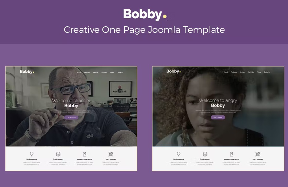 Free Bobby Creative One Page Joomla Template Download