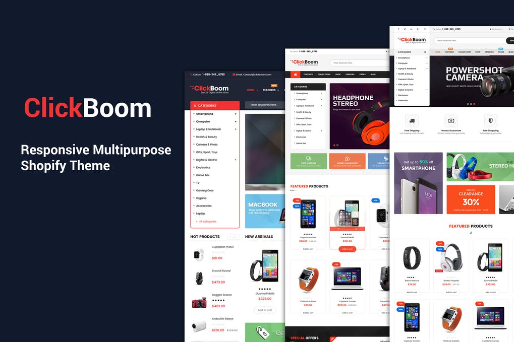 Free ClickBoom Responsive Multipurpose Shopify Theme Download