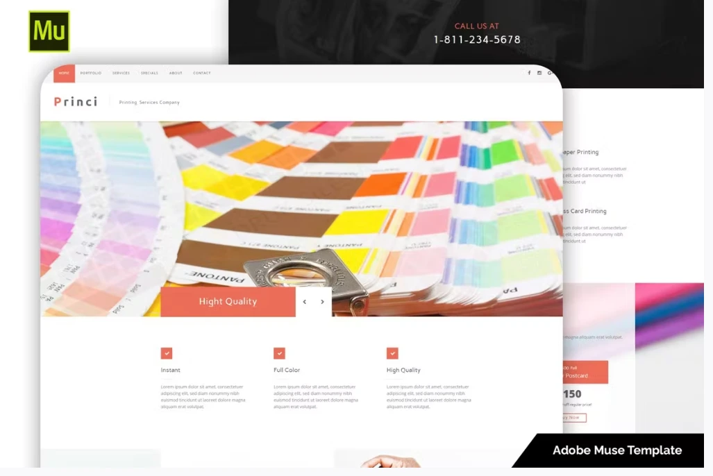 Free Printing Services Muse Template Download