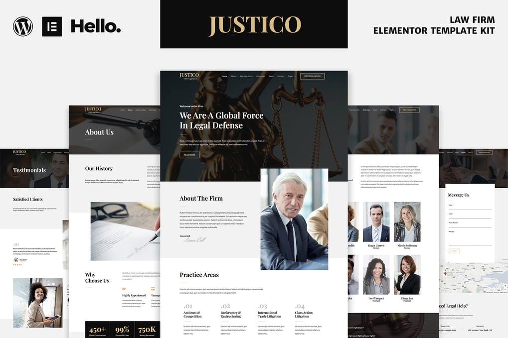 Free JUSTICO Law Firm Elementor Template Kit Download