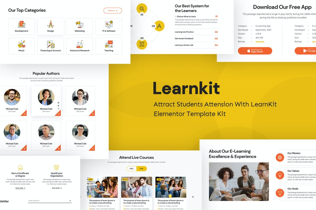 Free LearnKit - e-Learning Elementor Template Kit Download