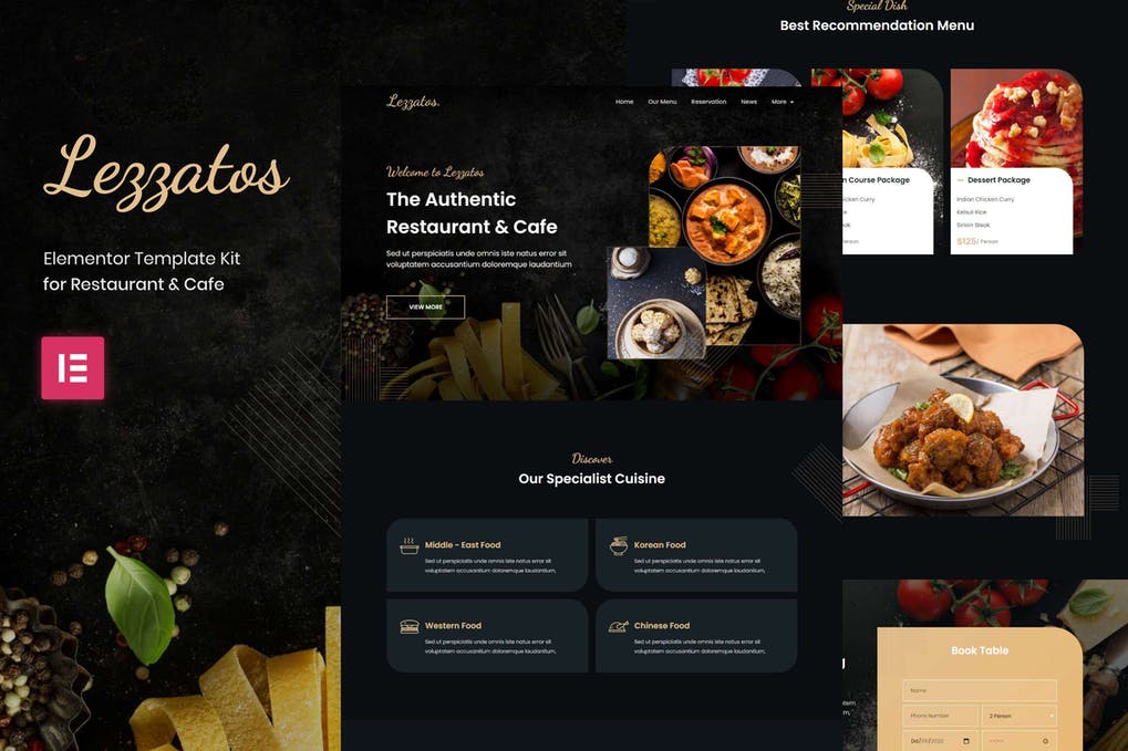 Free Lezzatos | Restaurant & Cafe Elementor Template Kit Download