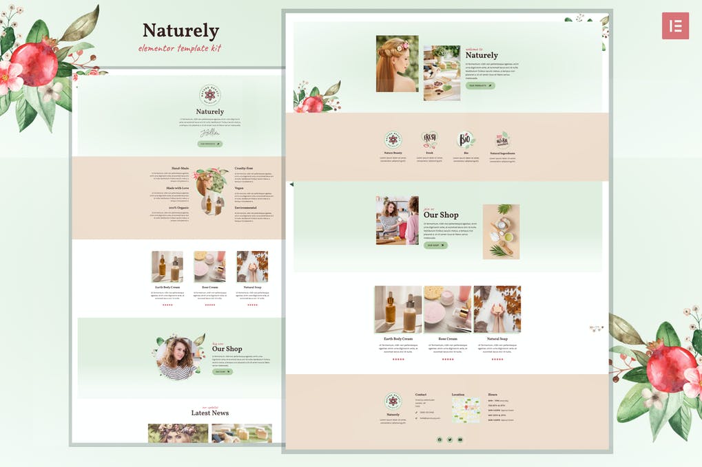 Free Naturely Natural Cosmetics & Beauty Template Kit Download