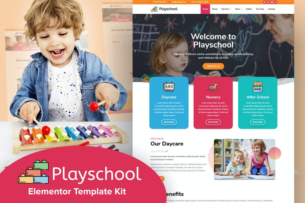 Free Playschool Childcare & School Elementor Template Kit Download