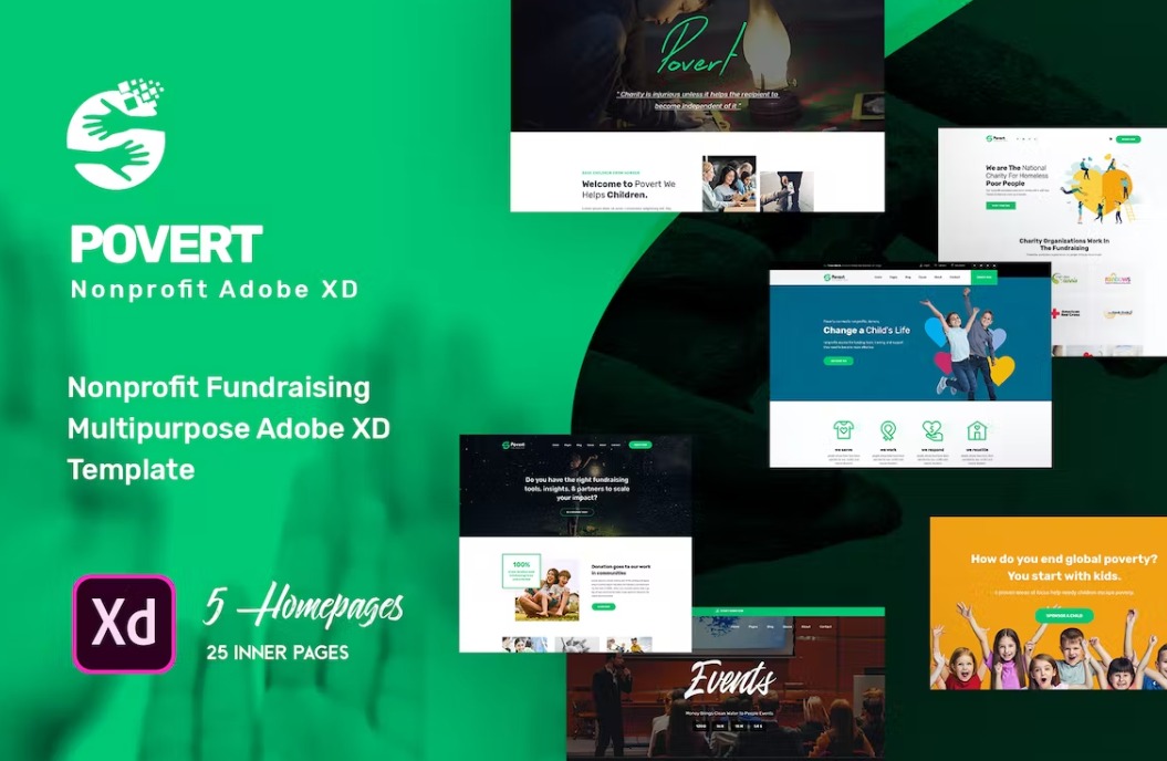 Povert - Nonprofits Charity Adobe XD Template