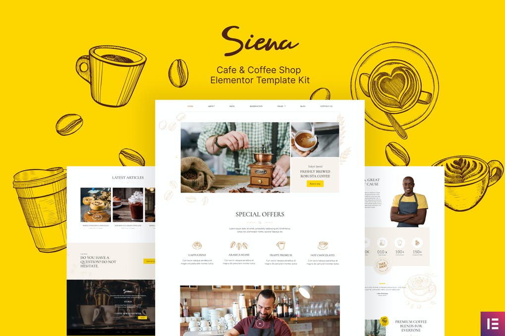 Free Siena Cafe and Coffee Shop Template Kit Download