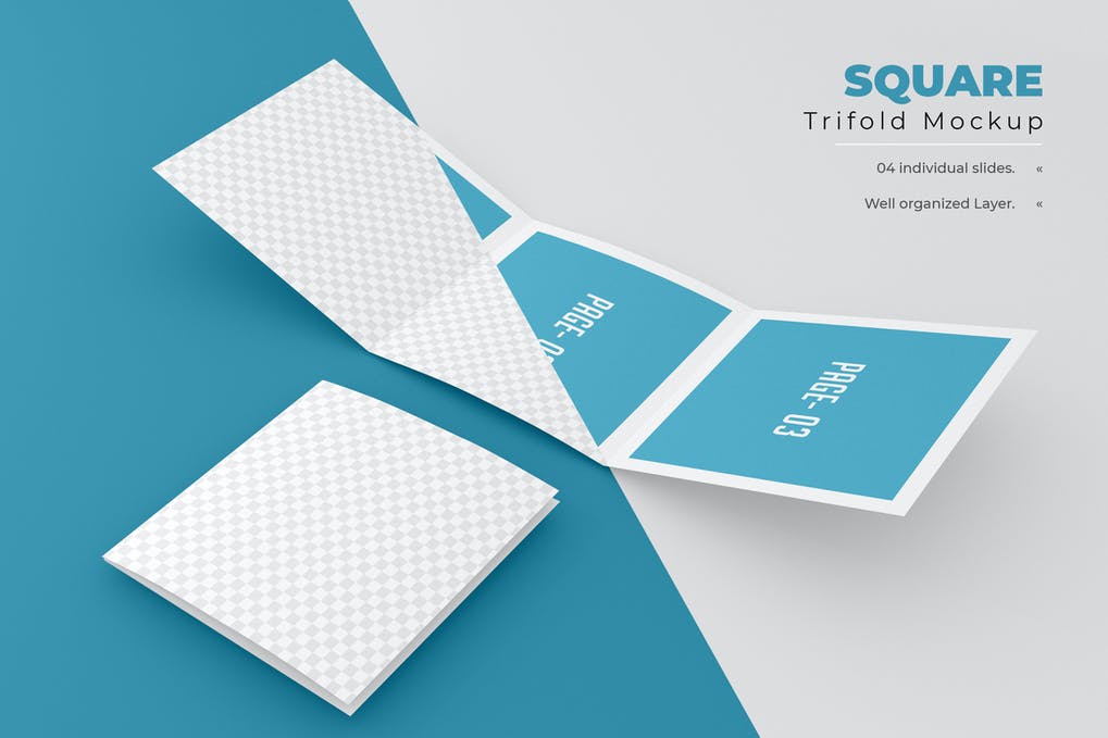 Free Square Trifold Brochure Mockup Download