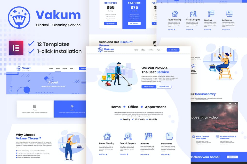 Free Vacuum Cleaning Services Company Elementor Template Kit Download