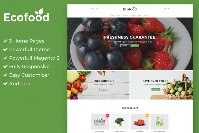 Free Ecofood Responsive Organic Store Magento 2 Theme Download