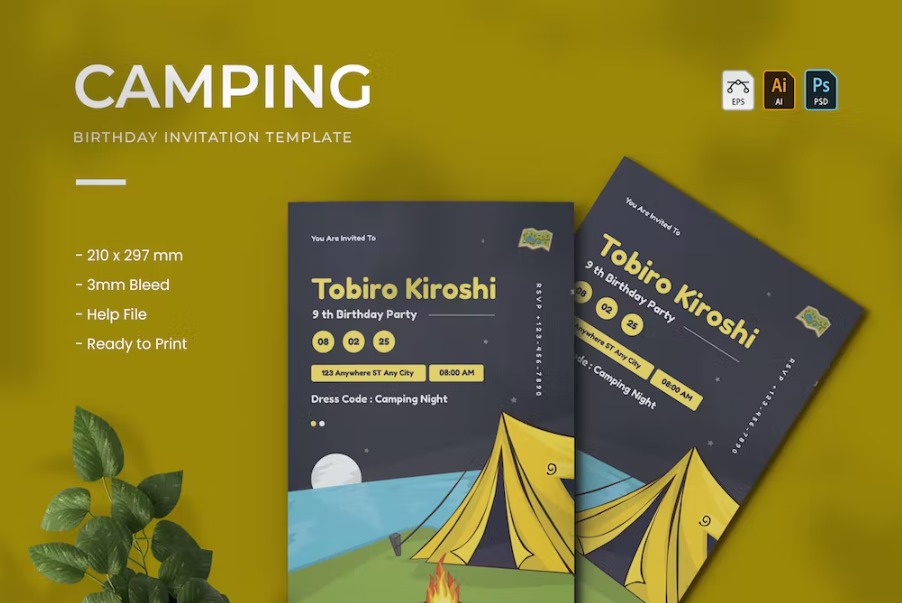 Free Camping Birthday Invitation Template Download