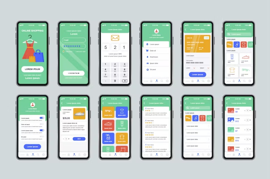 Free GUI Layout Shopping Unique Mobile App UI Kit Template Download