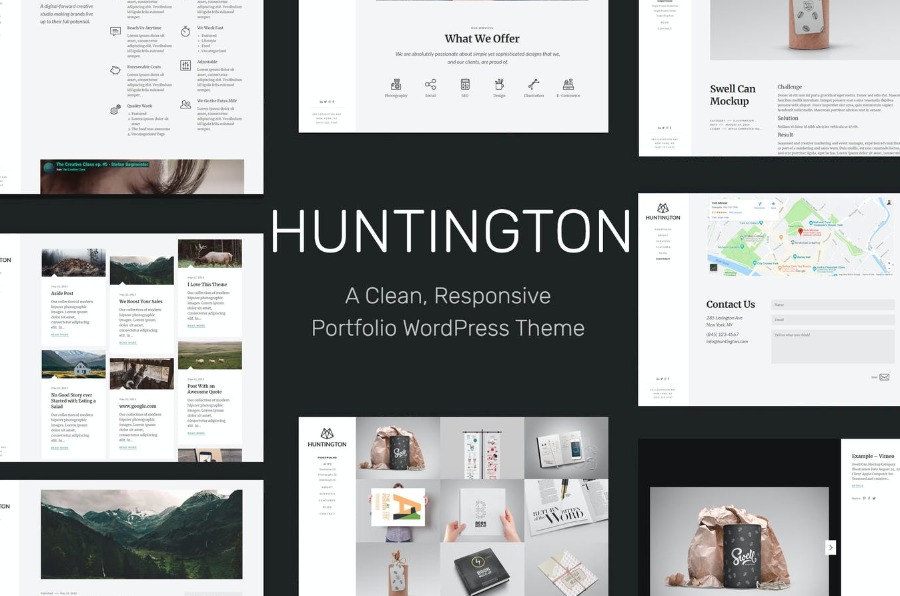 Free Huntington Responsive Portfolio WordPress Theme Download