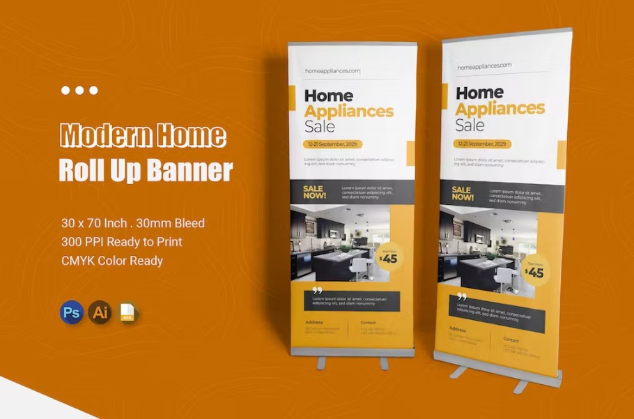 Free Modern Home Roll Up Banner Template Download