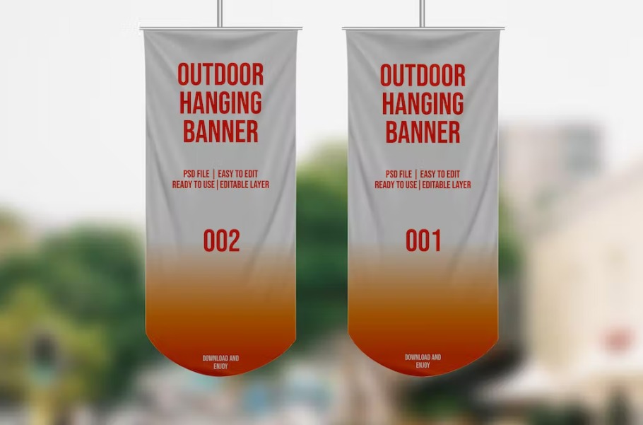 Free Outdoor Hanging Banner Mockup Template Download