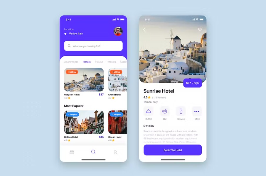 Free Travel Booking Mobile App UI Kit Template Download