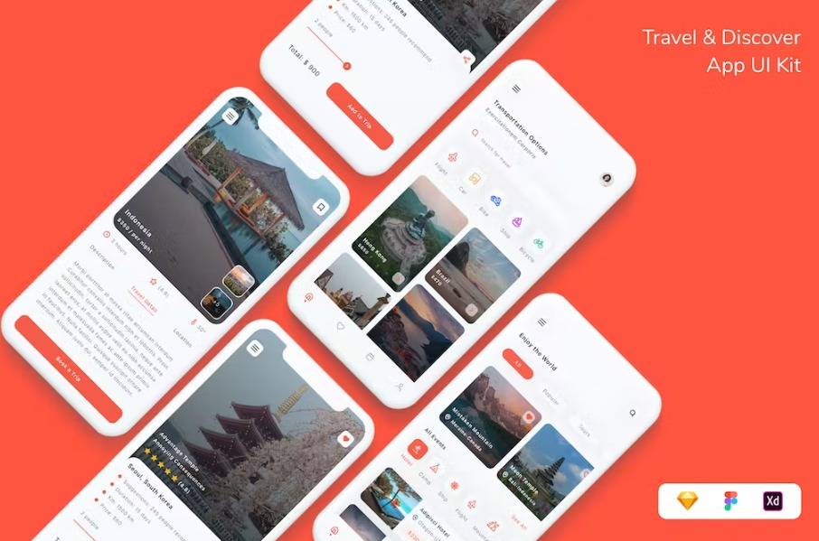 Free Travel & Discover App UI Kit Template Download