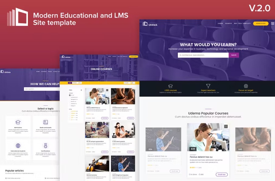 Free Udema Modern Educational Site Template Download