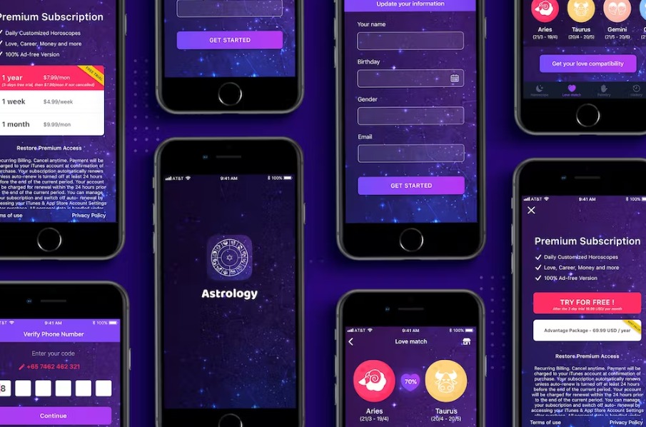 Free Zodiac Astrology app template Download