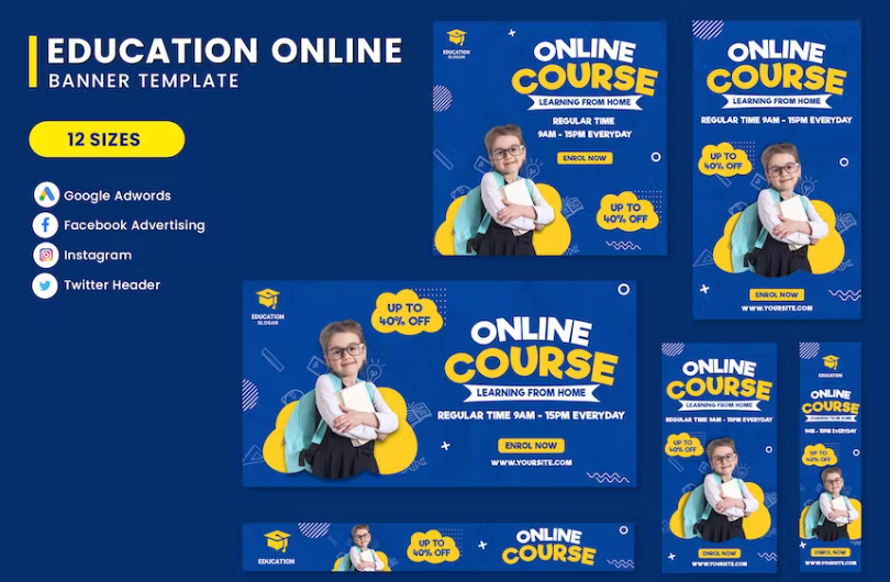 Free Online Course Banner Set Template Download