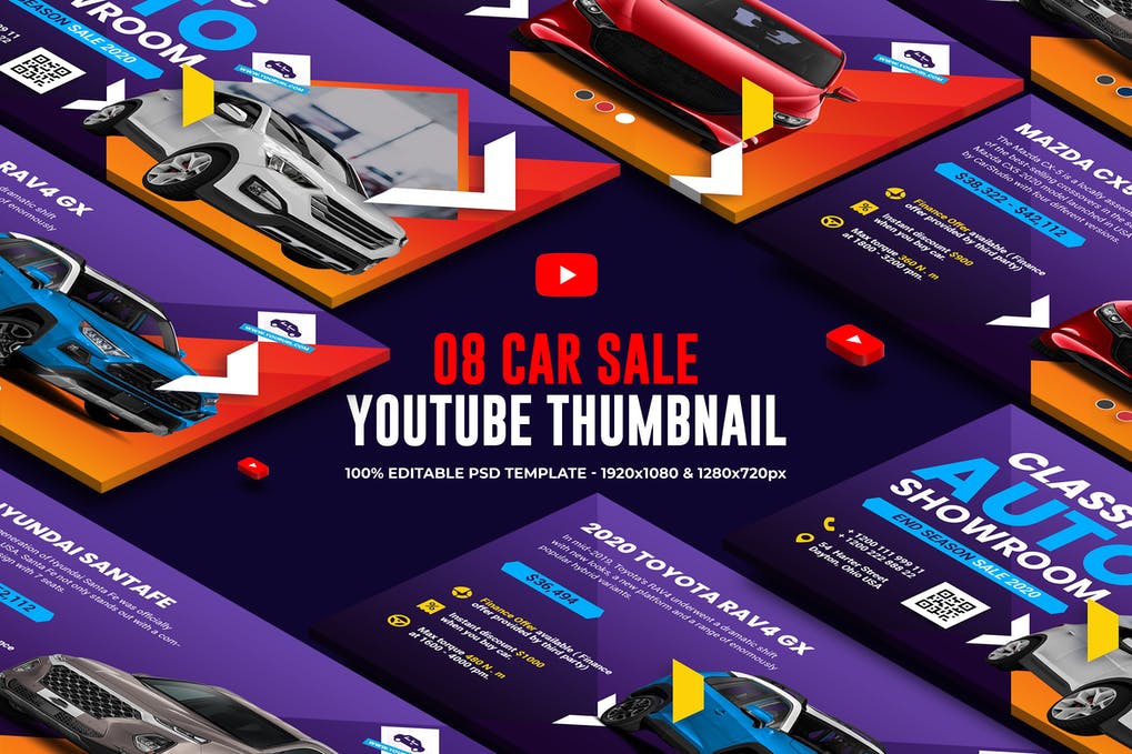 Free Car Sale Campaign Youtube Thumbnail Template Download