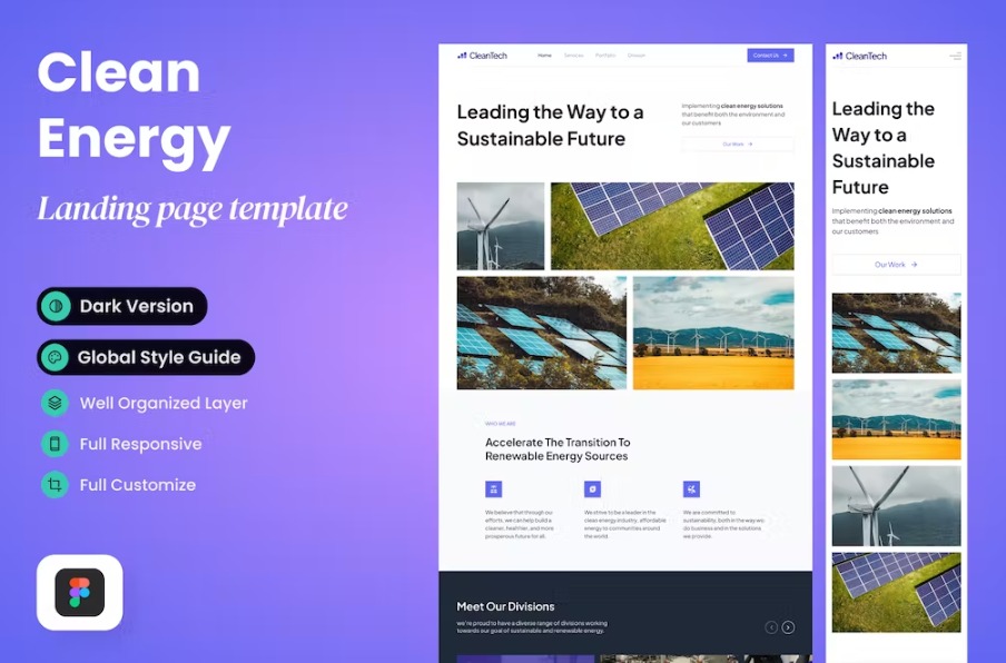 Free CleanTech Clean Energy Landing Page Template Download