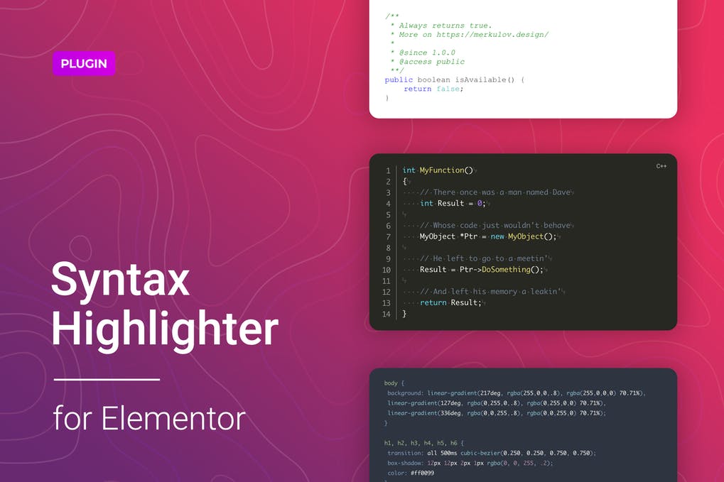 Free Code Syntax Highlighter for Elementor Download