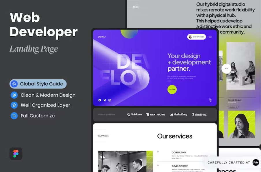 Free Deflow Web Developer Landing Page Template Download