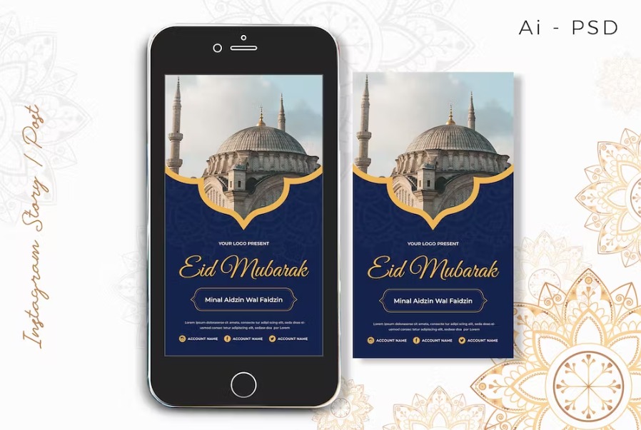 Free Eid Mubarak Digital Greeting Card Template Download