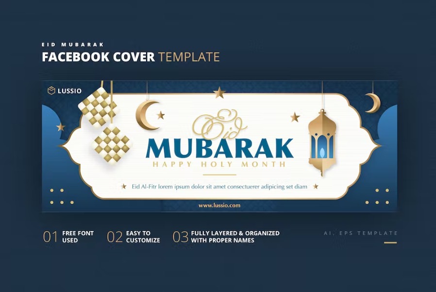 Free Eid Mubarak Facebook Cover Template Download