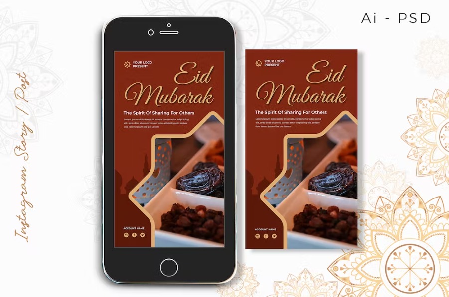 Free Eid Mubarak Greeting Card Template Download