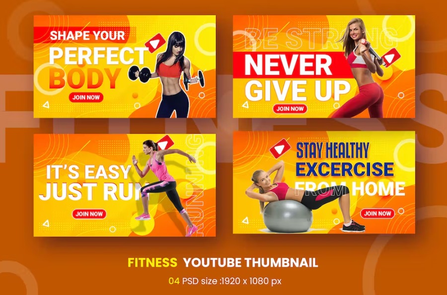 Free Excited Fitness Youtube Thumbnail Template Template Download