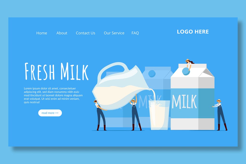 Free Milk Dairy Landing Page Template Download