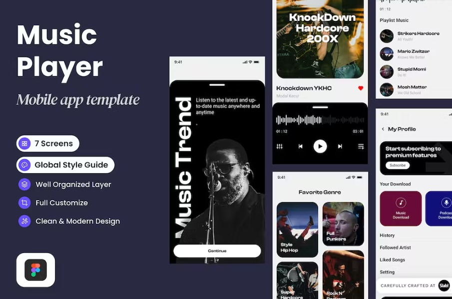 Free Musica Music Player Mobile Apps Template Download