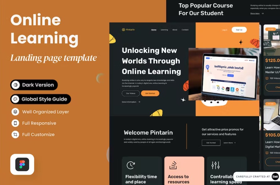 Free Pintarin Online Learning Landing Page Template Download