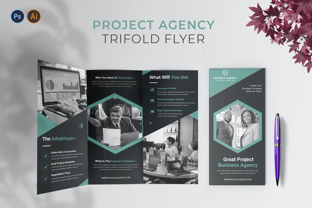 Free Project Agency Trifold Brochure Template Download