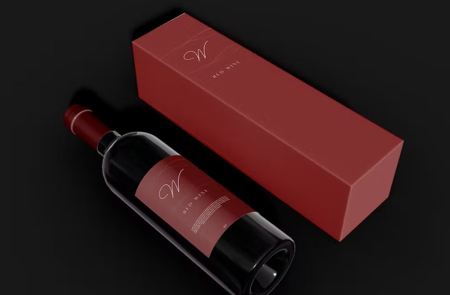 Free Red Wine Mockup Template Download