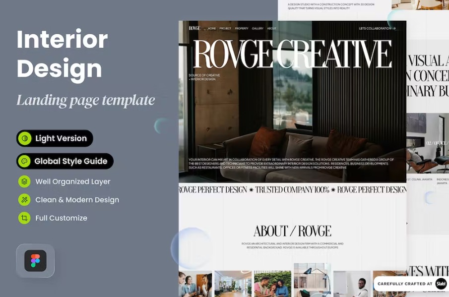 Free Rovge Interior Design Landing Page Template Download