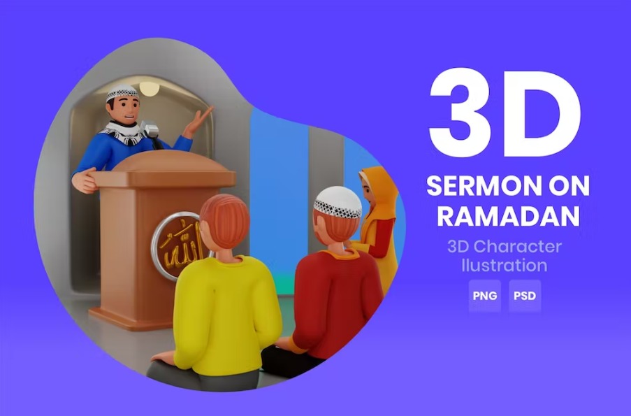 Free Sermon In The Month Of Ramadan 3D Character Download