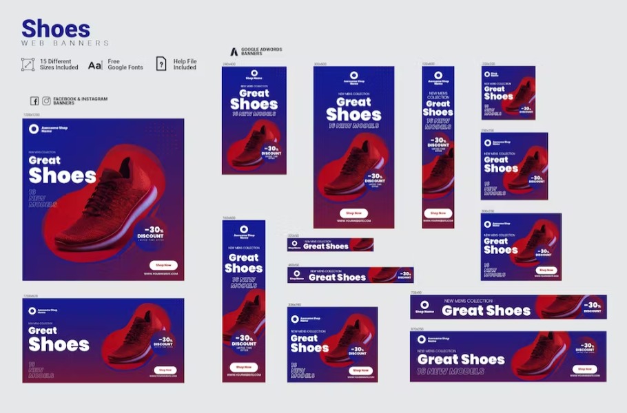 Free Shoes Product Web Banner Ad Template Download