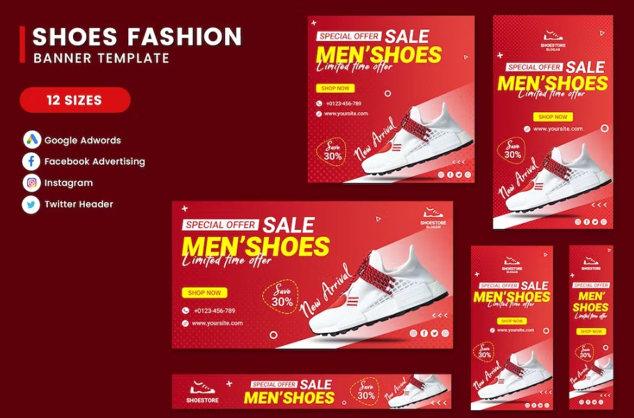 Free Shoes Sale Banner Set Template Download