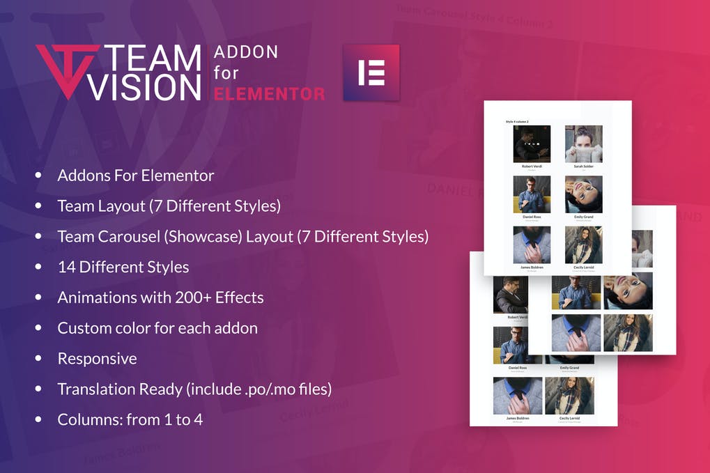 Free Teamvision for Elementor Plugin Download