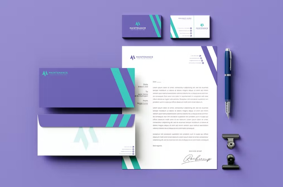 Free Violet Branding Identity & Stationery Pack Template Download