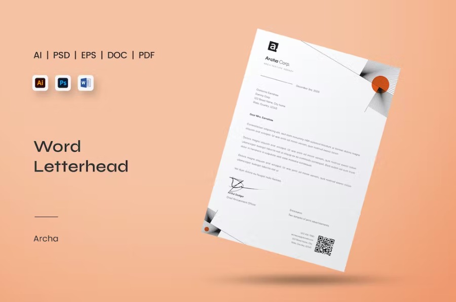 Free Archa Word Letterhead Template Download