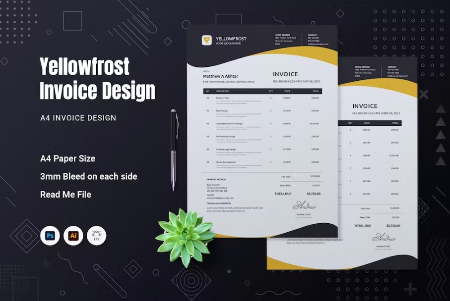 Free Yellowfrost Invoice Template Download