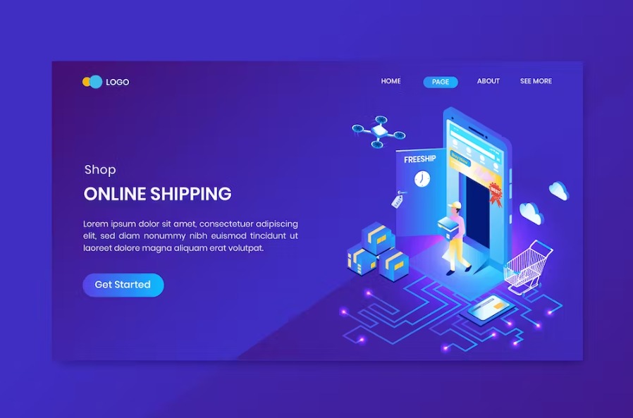 Free Delivery Service Isometric Landing Page Download