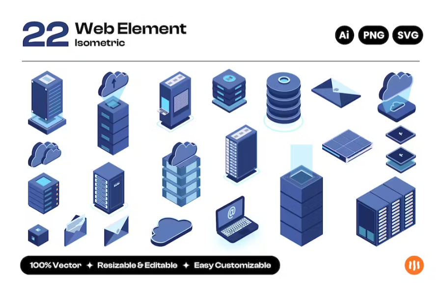 Free Web Element Isometric Landing Page Template Download